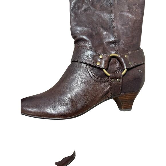 Frye Womens 8.5M Steffi Harness Brown Knee High Leather Pull On Riding Boots New - Picture 6 of 13